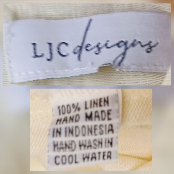 LJC Designs SZ L Banksia Dress - Linen Butter Yellow Scalloped Sleeveless Mini - Picture 8 of 8